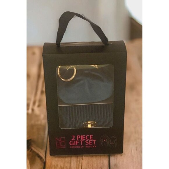 No Boundaries Handbags - No Boundaries Crossbody Bag Kisslock Purse 2PC Set Blue Gold Silver Hardware